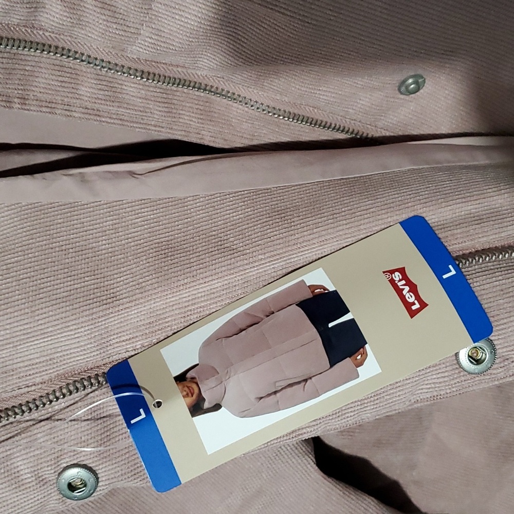 Ladies Levi Corded Corduroy Puffer Jacket - Pink - Picture 9 of 9